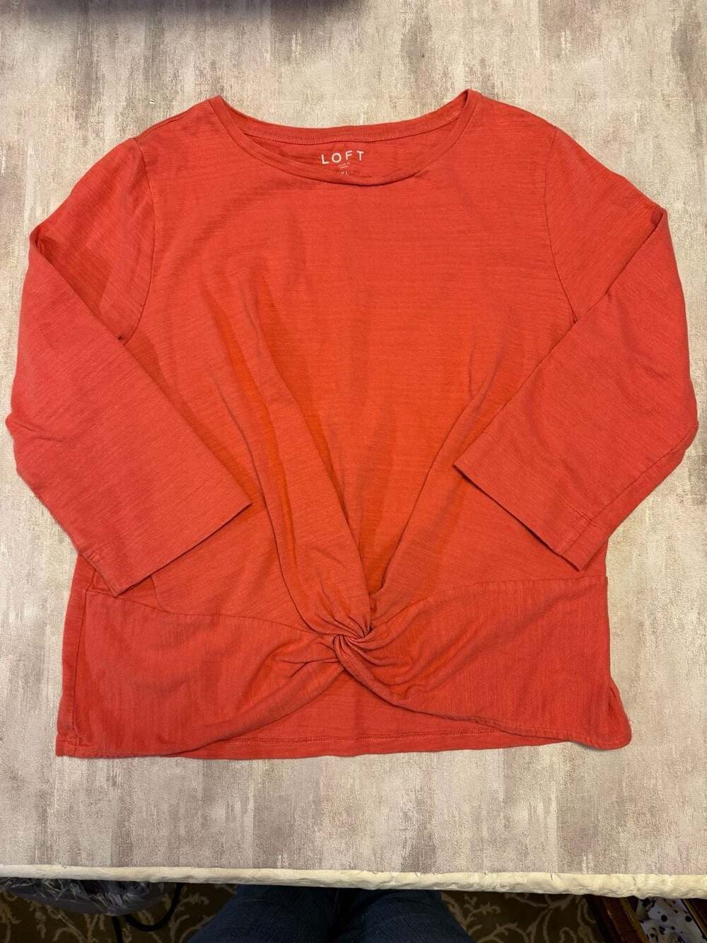 LOFT Women's Orange Twist Front 3/4 Sleeve Top Size XL‎